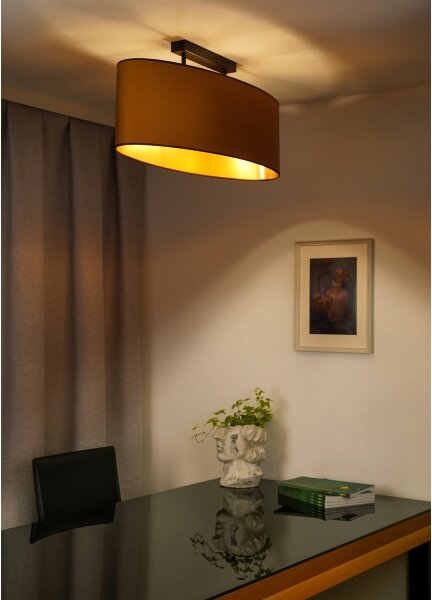 Duolla - Lampadario a plafone OVAL VEGAN 2xE27/15W/230V marrone