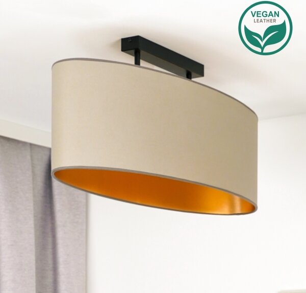 Duolla - Lampadario a plafone OVAL VEGAN 2xE27/15W/230V beige
