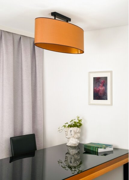 Duolla - Lampadario a plafone OVAL VEGAN 2xE27/15W/230V marrone