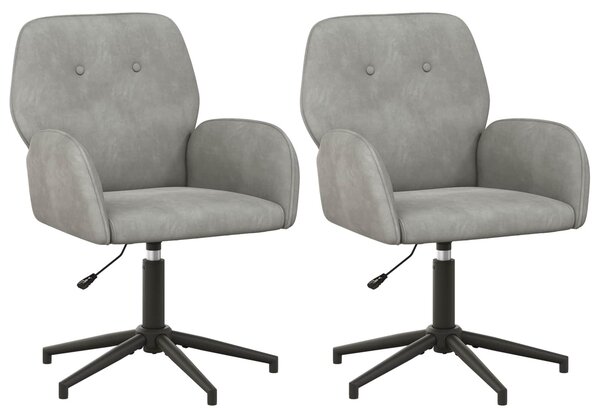 VidaXL Sedie girevoli, 2 pezzi, 54 x 55 x 90 cm, grigio chiaro, tessuto vellutato (V)