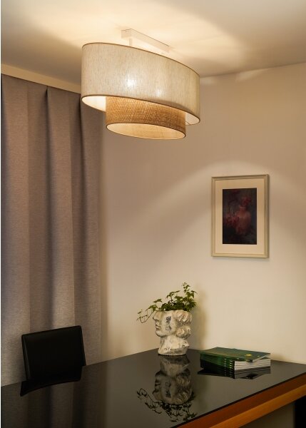 Duolla - Lampadario a plafone DOUBLE OVAL NATURE 2xE27/15W/230V color crema/beige