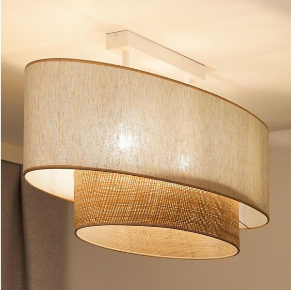 Duolla - Lampadario a plafone DOUBLE OVAL NATURE 2xE27/15W/230V color crema/beige