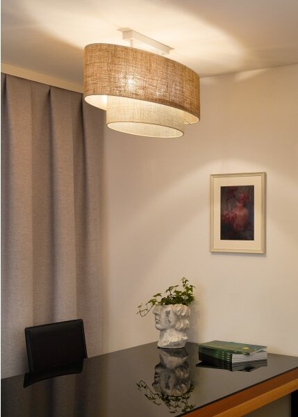 Duolla - Lampadario a plafone DOUBLE OVAL YUTE 2xE27/15W/230V marrone/color crema
