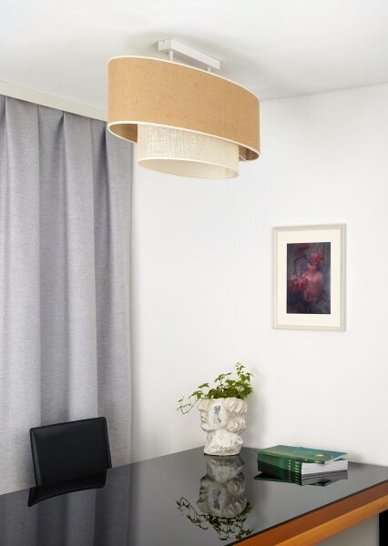 Duolla - Lampadario a plafone DOUBLE OVAL YUTE 2xE27/15W/230V marrone/color crema