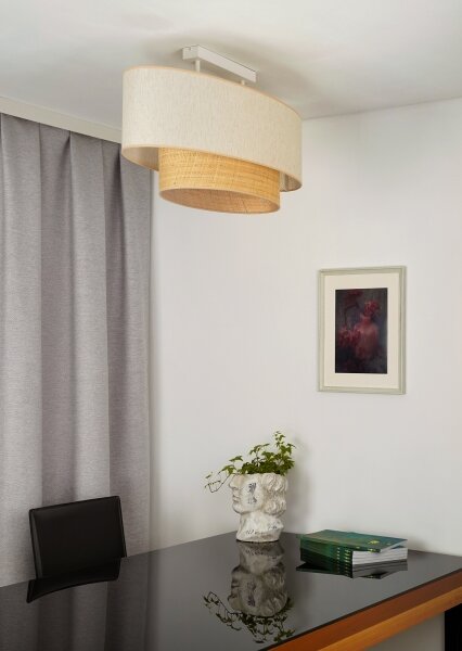 Duolla - Lampadario a plafone DOUBLE OVAL NATURE 2xE27/15W/230V color crema/beige