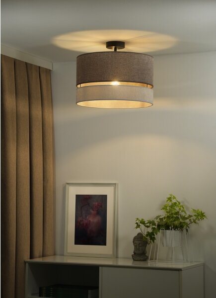 Duolla - Lampadario a plafone DOUBLE 1xE27/15W/230V diametro 40 cm marrone/grigio