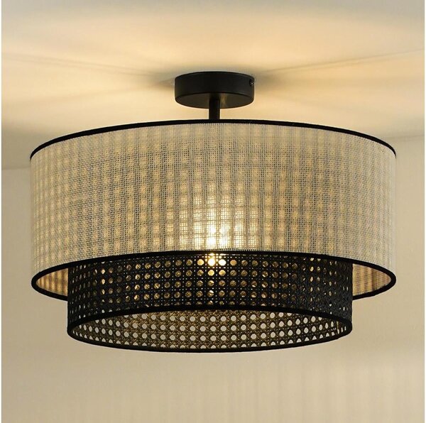 Duolla - Lampadario a plafone RATTAN YUTE 1xE27/15W/230V diametro 45 cm color crema/nero