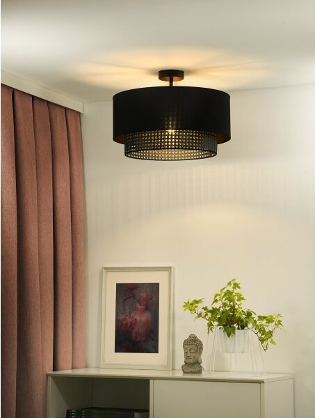 Duolla - Lampadario a plafone BOHO RATTAN 1xE27/15W/230V diametro 45 cm nero