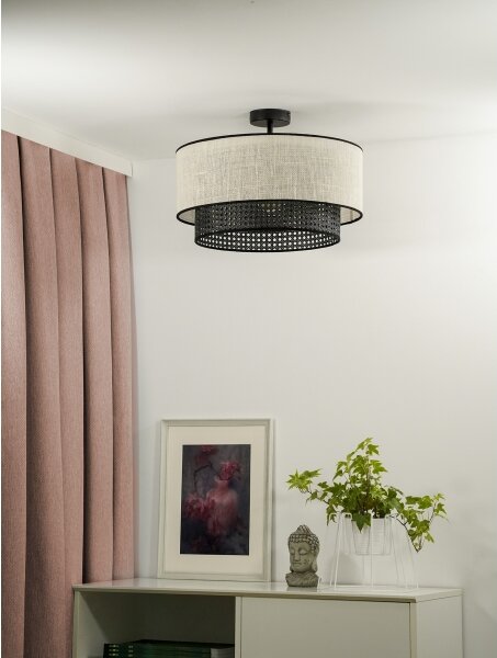 Duolla - Lampadario a plafone RATTAN YUTE 1xE27/15W/230V diametro 45 cm color crema/nero
