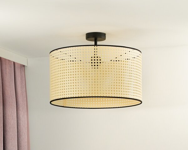 Duolla - Lampadario a plafone ROLLER RATTAN 1xE27/15W/230V diametro 45 cm beige/nero