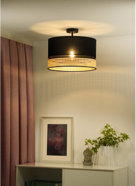 Duolla - Lampadario a plafone DOUBLE RATTAN 1xE27/15W/230V diametro 40 cm nero/beige