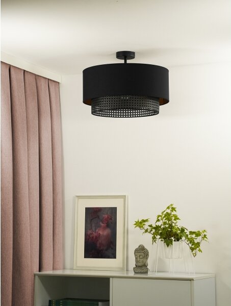 Duolla - Lampadario a plafone BOHO RATTAN 1xE27/15W/230V diametro 45 cm nero