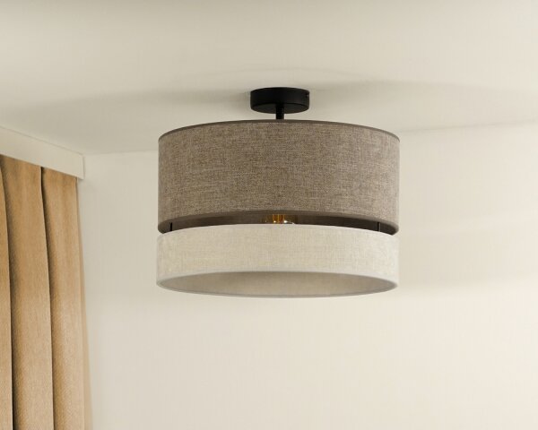 Duolla - Lampadario a plafone DOUBLE 1xE27/15W/230V diametro 40 cm marrone/grigio