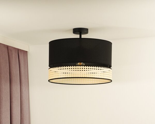 Duolla - Lampadario a plafone DOUBLE RATTAN 1xE27/15W/230V diametro 40 cm nero/beige