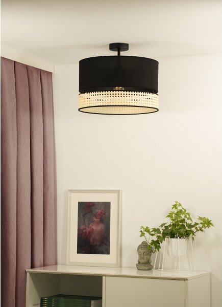 Duolla - Lampadario a plafone DOUBLE RATTAN 1xE27/15W/230V diametro 40 cm nero/beige