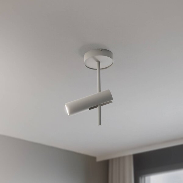Faretto da soffitto Leda 1, taupe, a 1 luce, acciaio, GU10, altezza 34 cm SIGMA, dimmerabile, Crema / Ambra, Soggiorno / Sala da pranzo, Metallo, Moderno