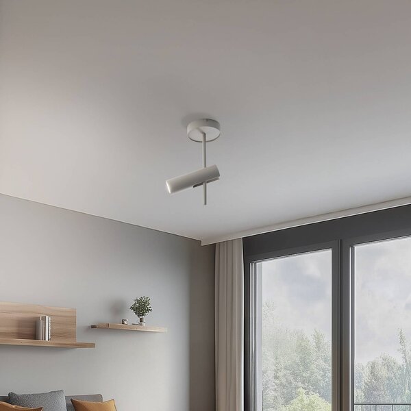 Faretto da soffitto Leda 1, taupe, a 1 luce, acciaio, GU10, altezza 34 cm SIGMA, dimmerabile, Crema / Ambra, Soggiorno / Sala da pranzo, Metallo, Moderno