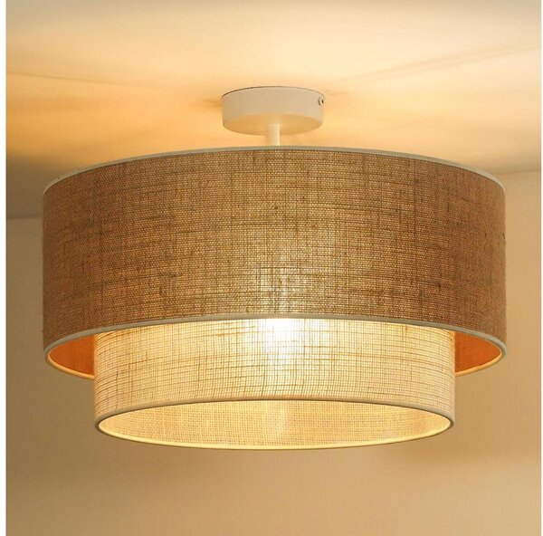 Duolla - Lampadario a plafone YUTE BOHO 1xE27/15W/230V diametro 45 cm marrone/color crema