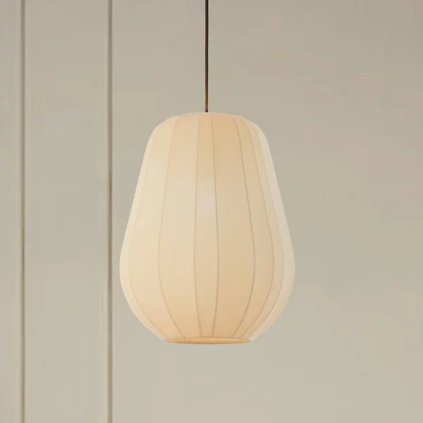 Lampada a sospensione Helin Lindby, dimmerabile, Crema / Ambra, Soggiorno / Sala da pranzo, Tessuto / Stoffa / Seta, Moderno, Lampada a sospensione