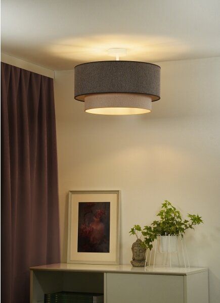 Duolla-Lampadario a plafone BOHO ECO RECYCLING 1xE27/15W/230V diametro 45 cm marrone/color crema