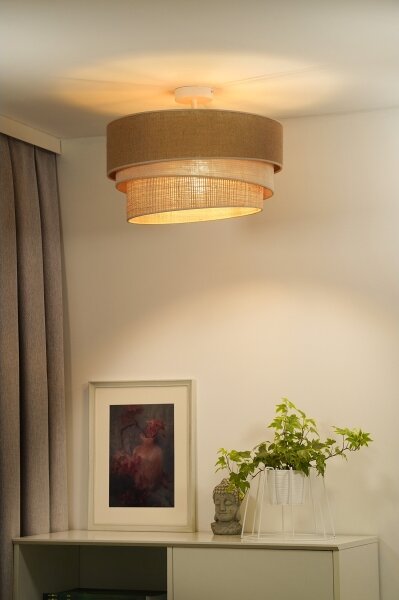 Duolla - Lampadario a plafone YUTE TRIO 1xE27/15W/230V diametro 45 cm marrone/grigio/beige