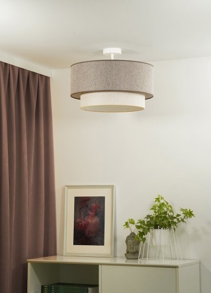 Duolla-Lampadario a plafone BOHO ECO RECYCLING 1xE27/15W/230V diametro 45 cm marrone/color crema