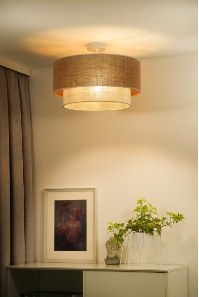 Duolla - Lampadario a plafone YUTE BOHO 1xE27/15W/230V diametro 45 cm marrone/color crema
