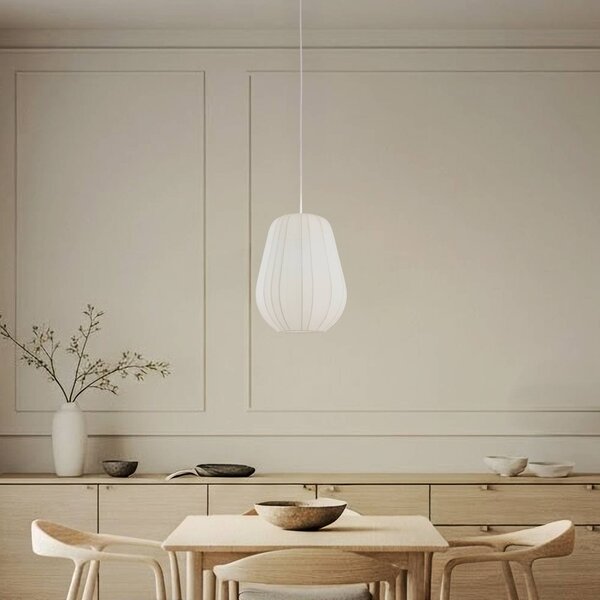 Lampada a sospensione Helin Lindby, dimmerabile, Bianco / Opale, Soggiorno / Sala da pranzo, Tessuto / Stoffa / Seta, Moderno, Lampada a sospensione