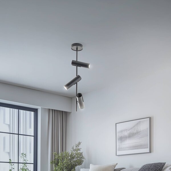 Faretto da soffitto Leda 3, antracite, a 3 luci, acciaio, altezza 76 cm SIGMA, dimmerabile, Nero, Soggiorno / Sala da pranzo, Metallo, Moderno, Faretto