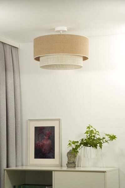 Duolla - Lampadario a plafone YUTE BOHO 1xE27/15W/230V diametro 45 cm marrone/color crema