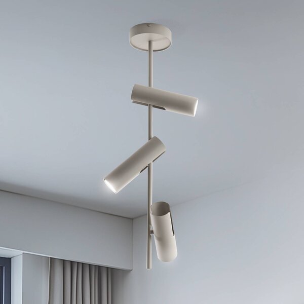 Faretto da soffitto Leda 3, taupe, a 3 luci, acciaio, GU10, altezza 76 cm SIGMA, dimmerabile, Crema / Ambra, Soggiorno / Sala da pranzo, Metallo, Moderno, Faretto