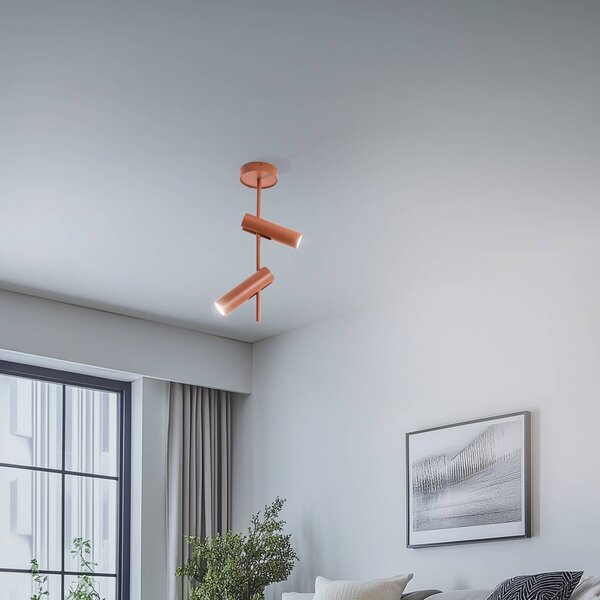 Faretto da soffitto Leda 2, rosso mattone, a 2 luci, altezza 55 cm SIGMA, dimmerabile, Rosso, Soggiorno / Sala da pranzo, Metallo, Moderno, Faretto