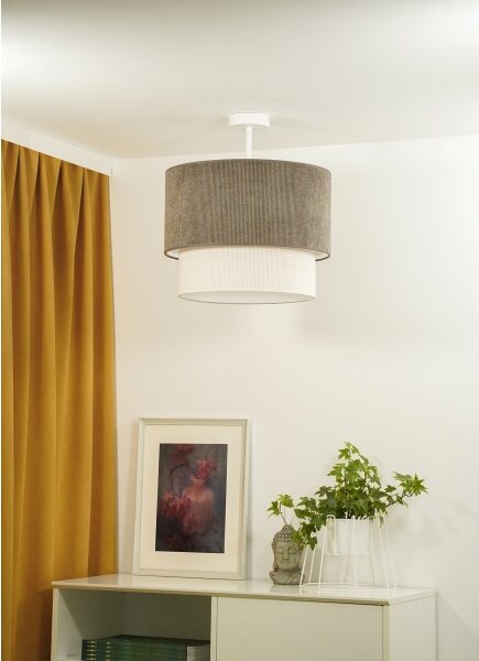 Duolla - Lampadario a plafone CORDUROY 1xE27/15W/230V diametro 40 cm marrone/color crema