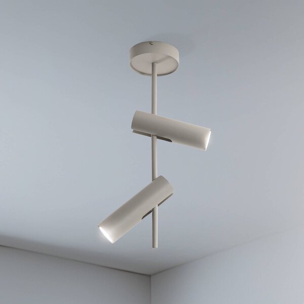 Faretto da soffitto Leda 2, taupe, a 2 luci, acciaio, GU10, altezza 55 cm SIGMA, dimmerabile, Crema / Ambra, Soggiorno / Sala da pranzo, Metallo, Moderno, Faretto