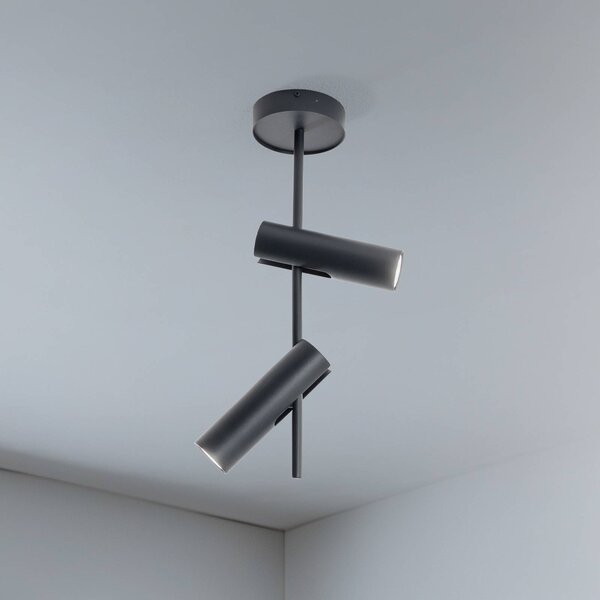 Faretto da soffitto Leda 2, antracite, a 2 luci, acciaio, altezza 55 cm SIGMA, dimmerabile, Nero, Soggiorno / Sala da pranzo, Metallo, Moderno, Faretto