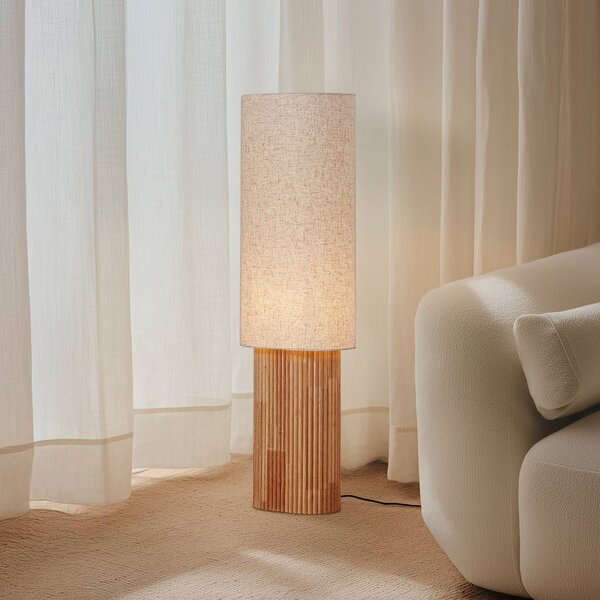 Lampada da terra Kimiko Lindby, Legno chiaro, Soggiorno / Sala da pranzo, Legno, Scandinavo, Lampada da terra