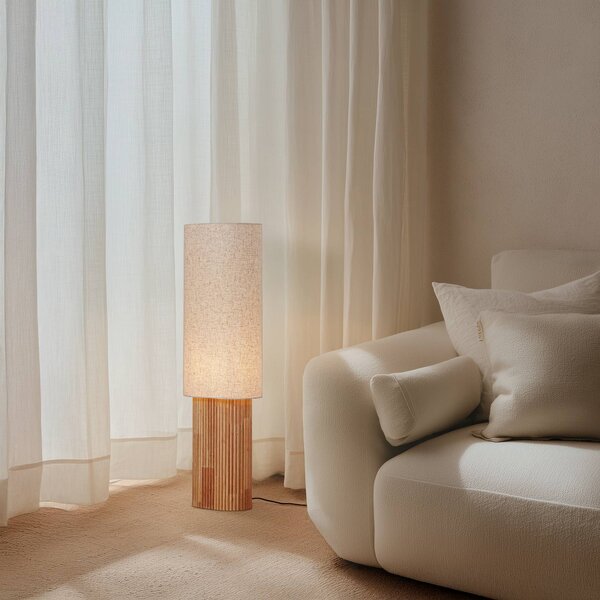 Lampada da terra Kimiko Lindby, Legno chiaro, Soggiorno / Sala da pranzo, Legno, Scandinavo, Lampada da terra