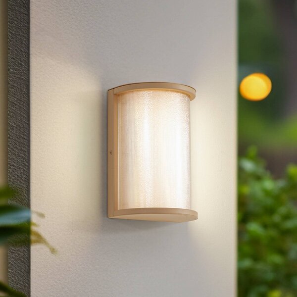 Lindby Applique da esterni LED Calvik, beige, scanalata, IP44 Calvik, Crema / Ambra, Acciaio Inox, Moderno