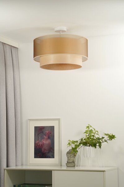 Duolla - Lampadario a plafone WOOD BOHO 1xE27/15W/230V diametro 45 cm rame/beige