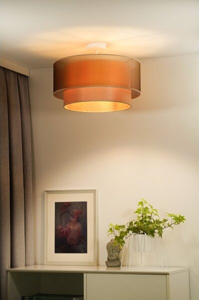 Duolla - Lampadario a plafone WOOD BOHO 1xE27/15W/230V diametro 45 cm rame/beige