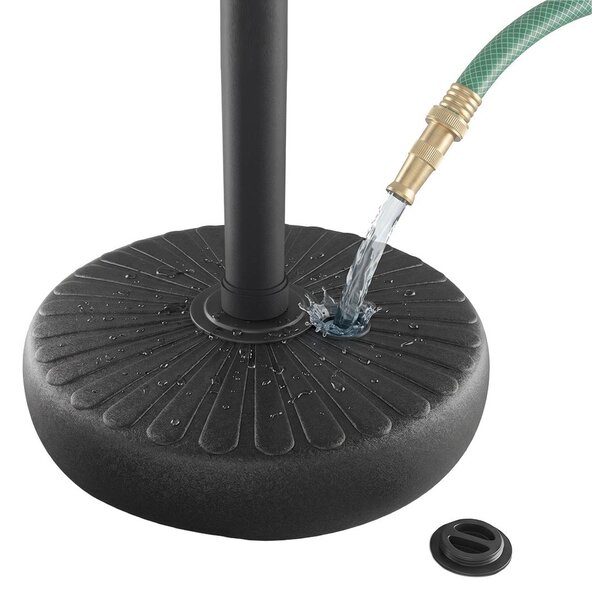 Palo Nero per Lampade Solari 27m con Tavolino a Petali e Base Zavorrabile