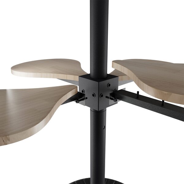 Palo Nero per Lampade Solari 27m con Tavolino a Petali e Base Zavorrabile