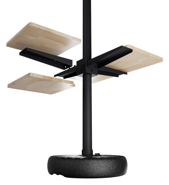 Palo Nero per Lampade Solari 27m con Tavolino Quadrato e Base Zavorrabile