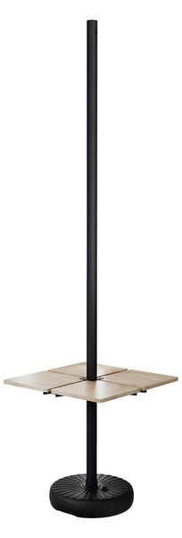 Palo Nero per Lampade Solari 27m con Tavolino Quadrato e Base Zavorrabile