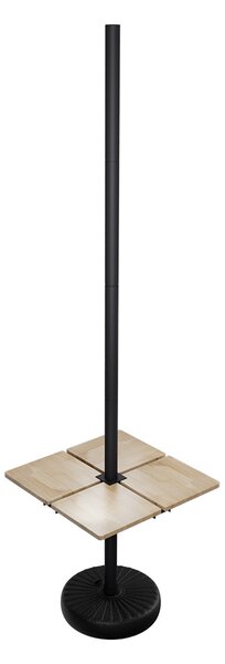 Palo Nero per Lampade Solari 27m con Tavolino Quadrato e Base Zavorrabile