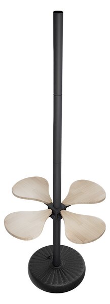Palo Nero per Lampade Solari 27m con Tavolino a Petali e Base Zavorrabile