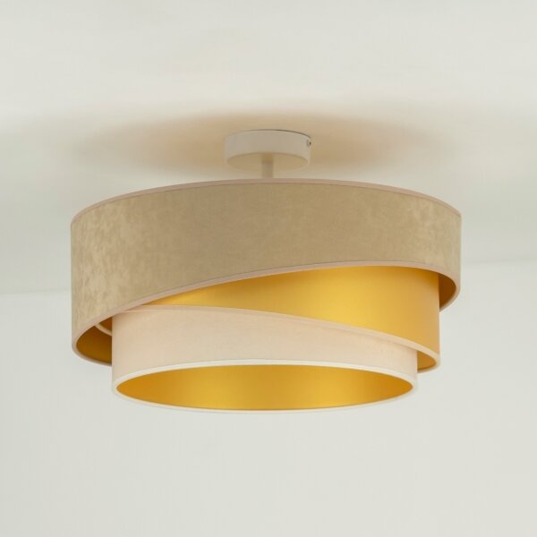 Duolla - Lampadario a plafone KOBO 1xE27/15W/230V diametro 45 cm beige/oro/color crema