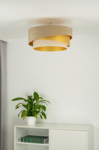Duolla - Lampadario a plafone KOBO 1xE27/15W/230V diametro 45 cm beige/oro/color crema