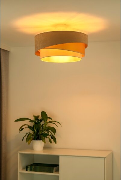 Duolla - Lampadario a plafone KOBO 1xE27/15W/230V diametro 45 cm beige/oro/color crema