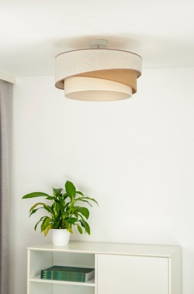 Duolla - Lampadario a plafone KOBO 1xE27/15W/230V diametro 45 cm beige/marrone/bianco